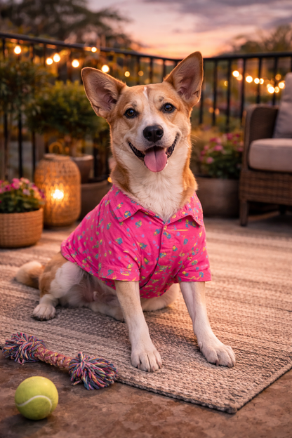 Pink Printed Dog Shirt | Stylish Summer Pet Outfit | Breathable Dog Clothes India