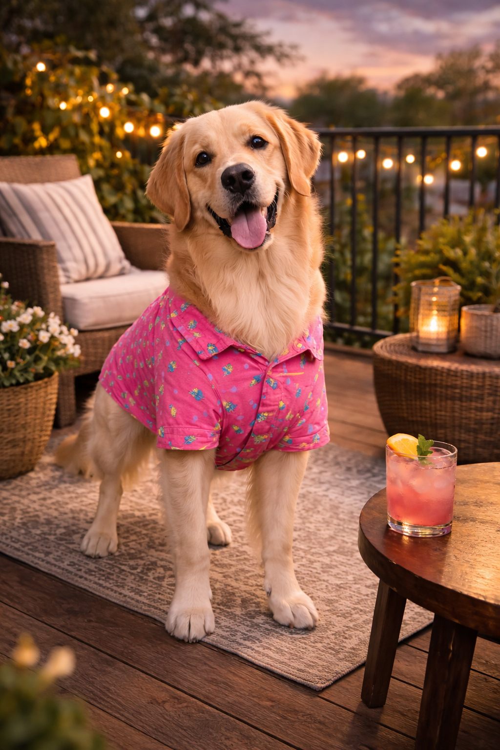 Pink Printed Dog Shirt | Stylish Summer Pet Outfit | Breathable Dog Clothes India