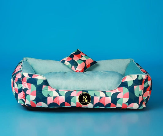 Petffection Geometric Patterned Plush Dog Bed