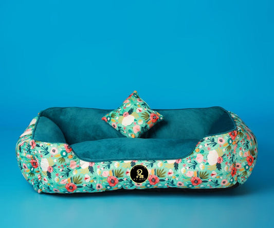 Petffection Floral Elegance Plush Dog Bed