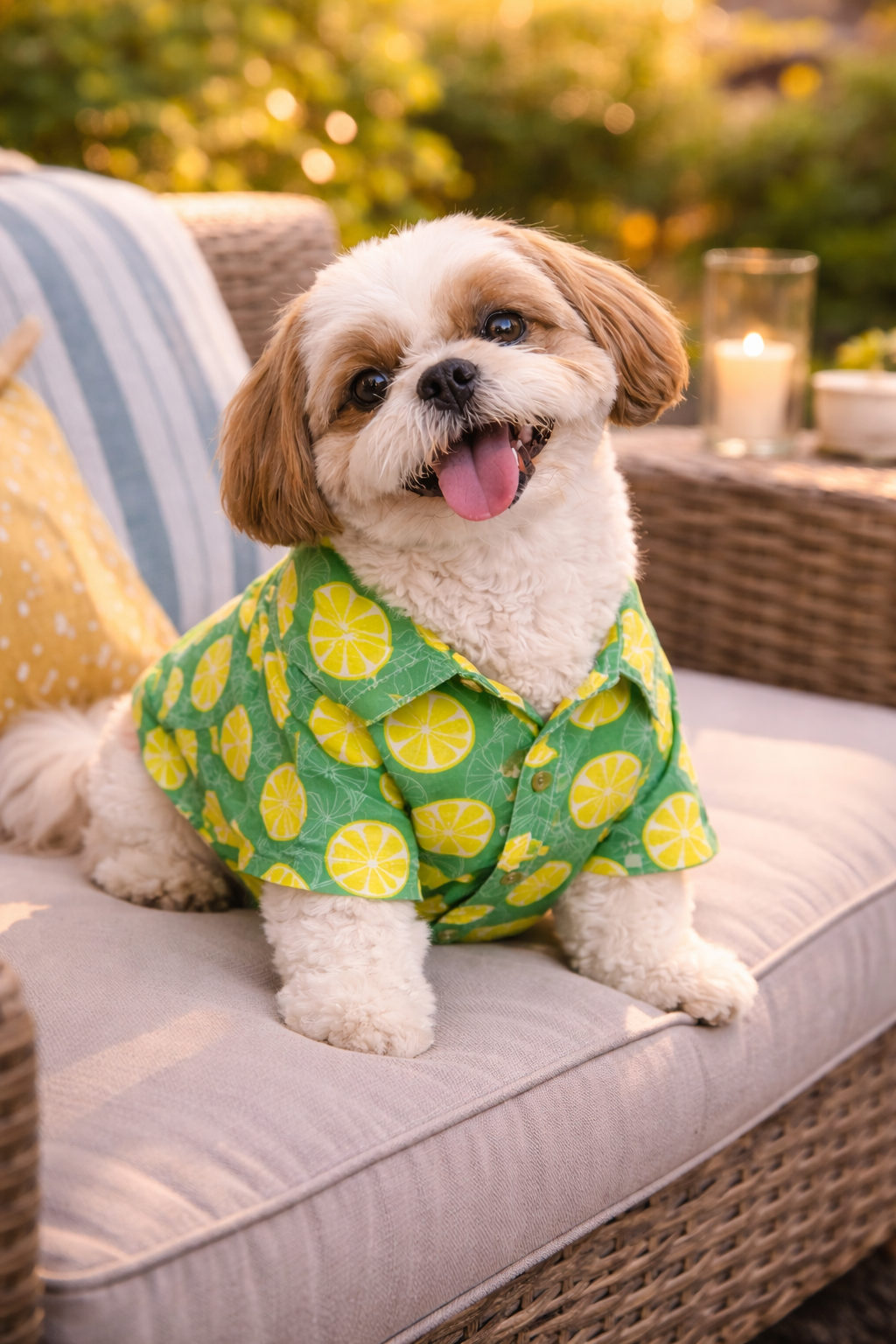 Lemon Print Dog Shirt | Summer Cooling Pet Shirt for Dogs | Lightweight Cotton Dog Apparel