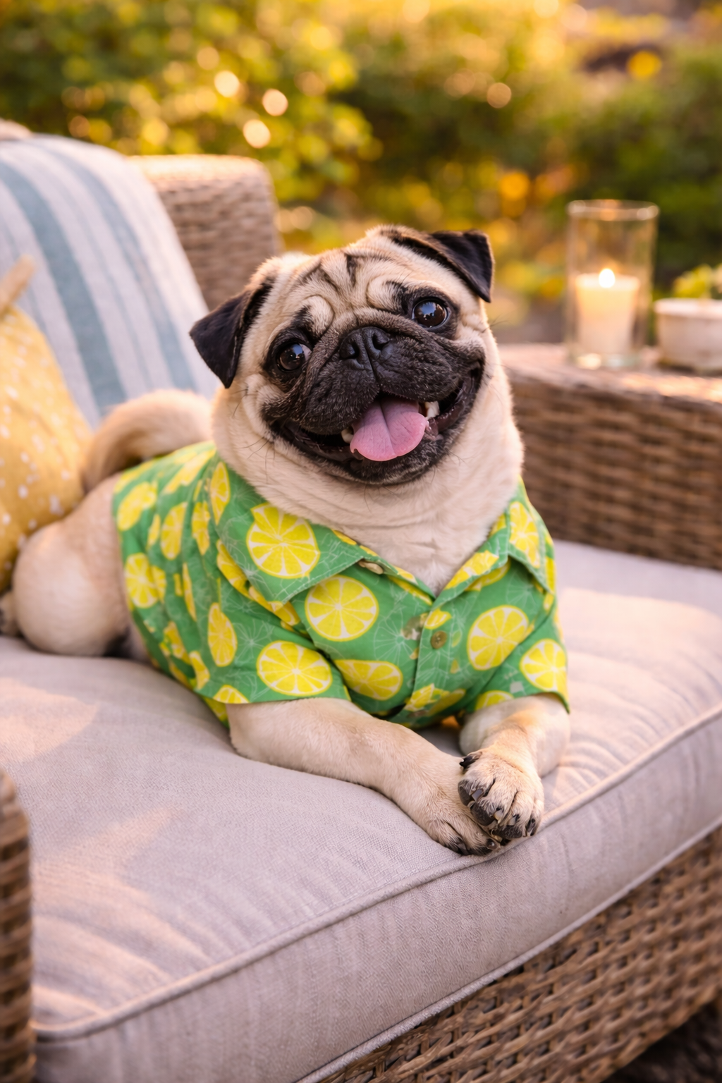 Lemon Print Dog Shirt | Summer Cooling Pet Shirt for Dogs | Lightweight Cotton Dog Apparel
