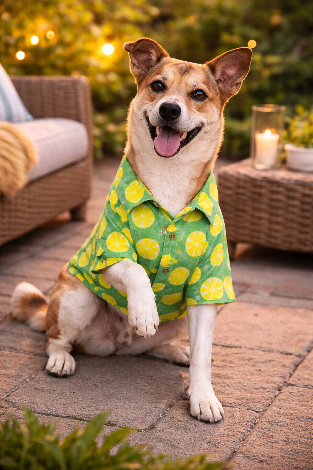 Lemon Print Dog Shirt | Summer Cooling Pet Shirt for Dogs | Lightweight Cotton Dog Apparel