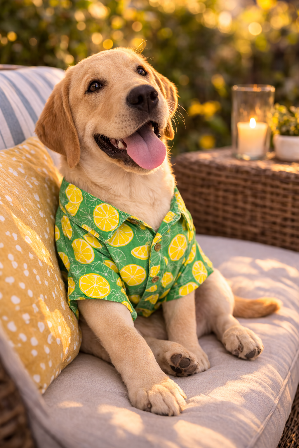 Lemon Print Dog Shirt | Summer Cooling Pet Shirt for Dogs | Lightweight Cotton Dog Apparel