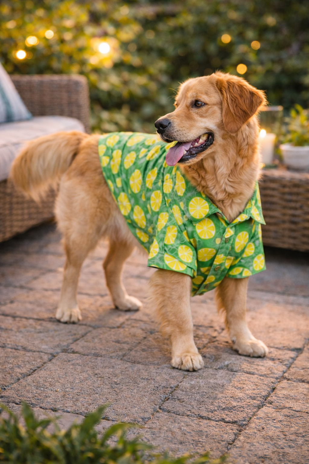 Lemon Print Dog Shirt | Summer Cooling Pet Shirt for Dogs | Lightweight Cotton Dog Apparel