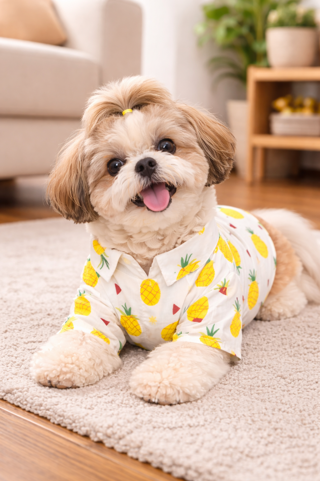 Petffection Pineapple Dog Shirt – Breathable Summer Hawaiian Shirt for Dogs | Lightweight Tropical Dog Apparel for Small, Medium & Large Dogs