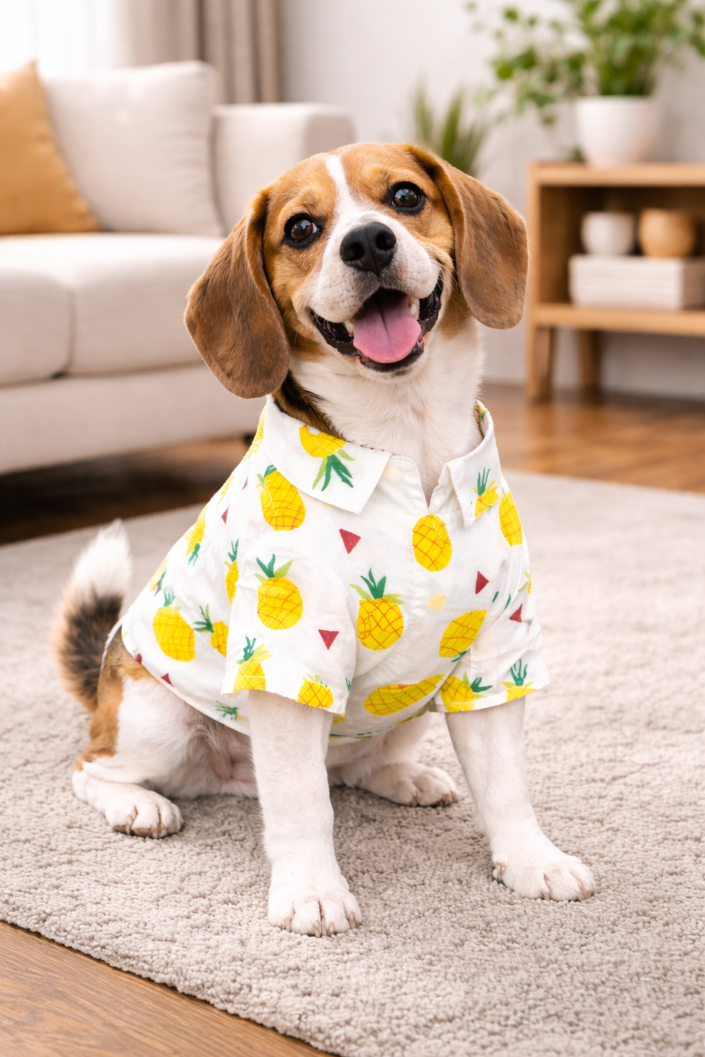 Petffection Pineapple Dog Shirt – Breathable Summer Hawaiian Shirt for Dogs | Lightweight Tropical Dog Apparel for Small, Medium & Large Dogs