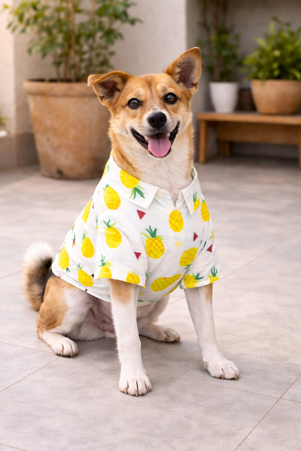 Petffection Pineapple Dog Shirt – Breathable Summer Hawaiian Shirt for Dogs | Lightweight Tropical Dog Apparel for Small, Medium & Large Dogs