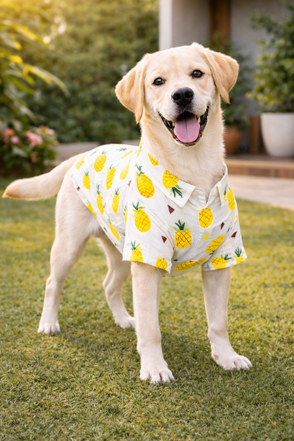 Petffection Pineapple Dog Shirt – Breathable Summer Hawaiian Shirt for Dogs | Lightweight Tropical Dog Apparel for Small, Medium & Large Dogs