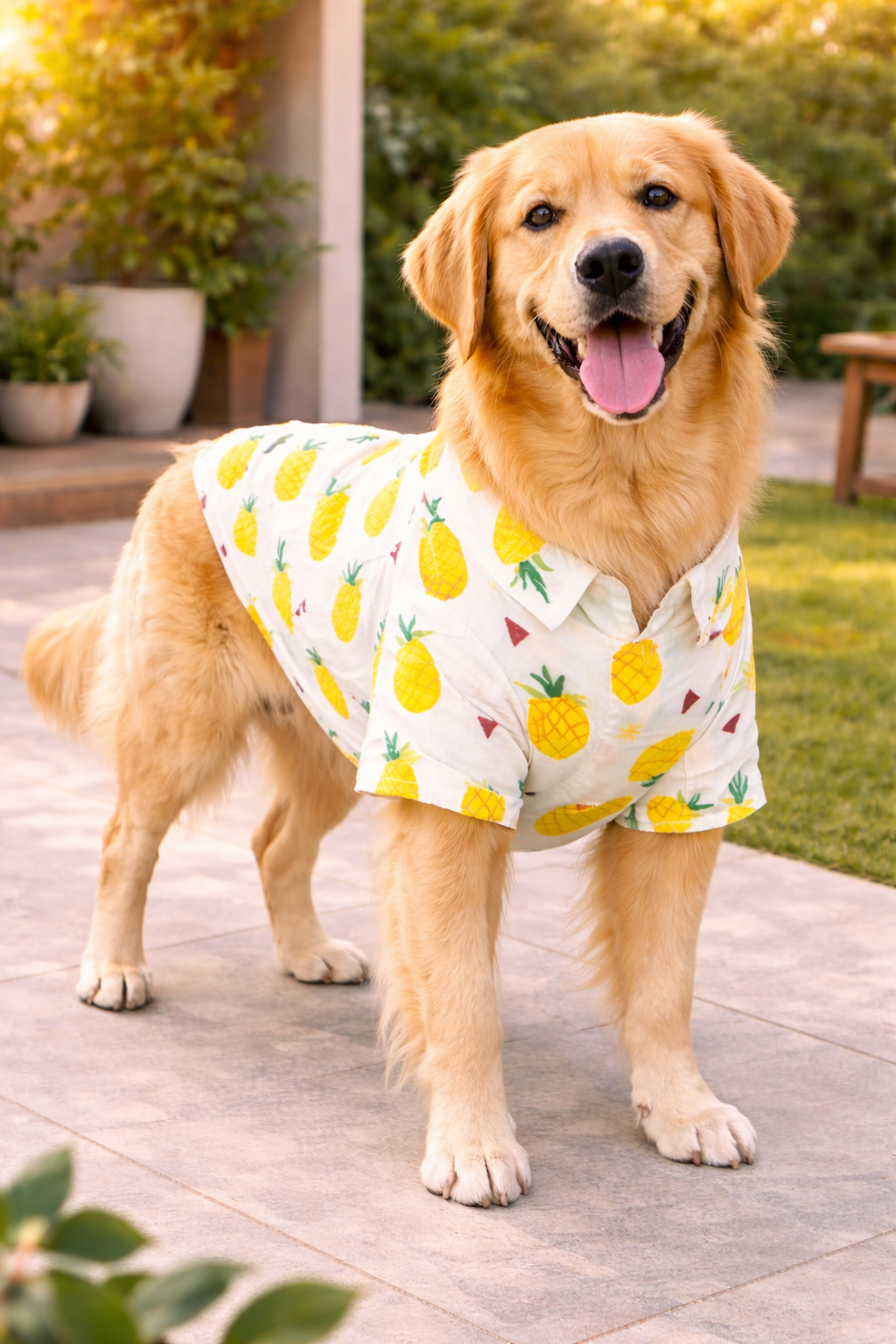 Petffection Pineapple Dog Shirt – Breathable Summer Hawaiian Shirt for Dogs | Lightweight Tropical Dog Apparel for Small, Medium & Large Dogs