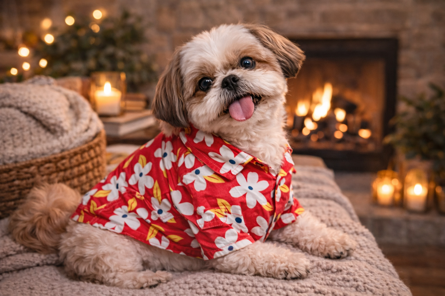 Floral Red Dog Shirt | Soft Breathable Cotton | Stylish & Comfortable Pet Outfit for Small, Medium & Large Dogs