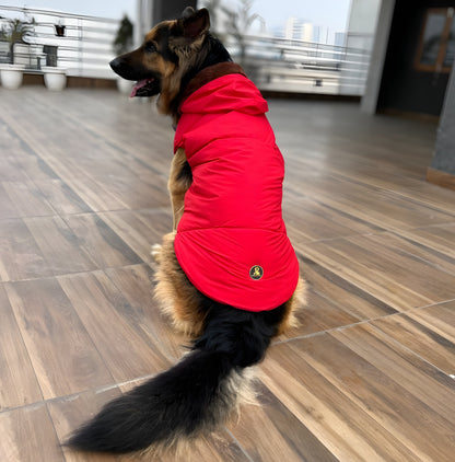 Petffection Waterproof Fur-Trimmed Hoodie Jacket(Red)