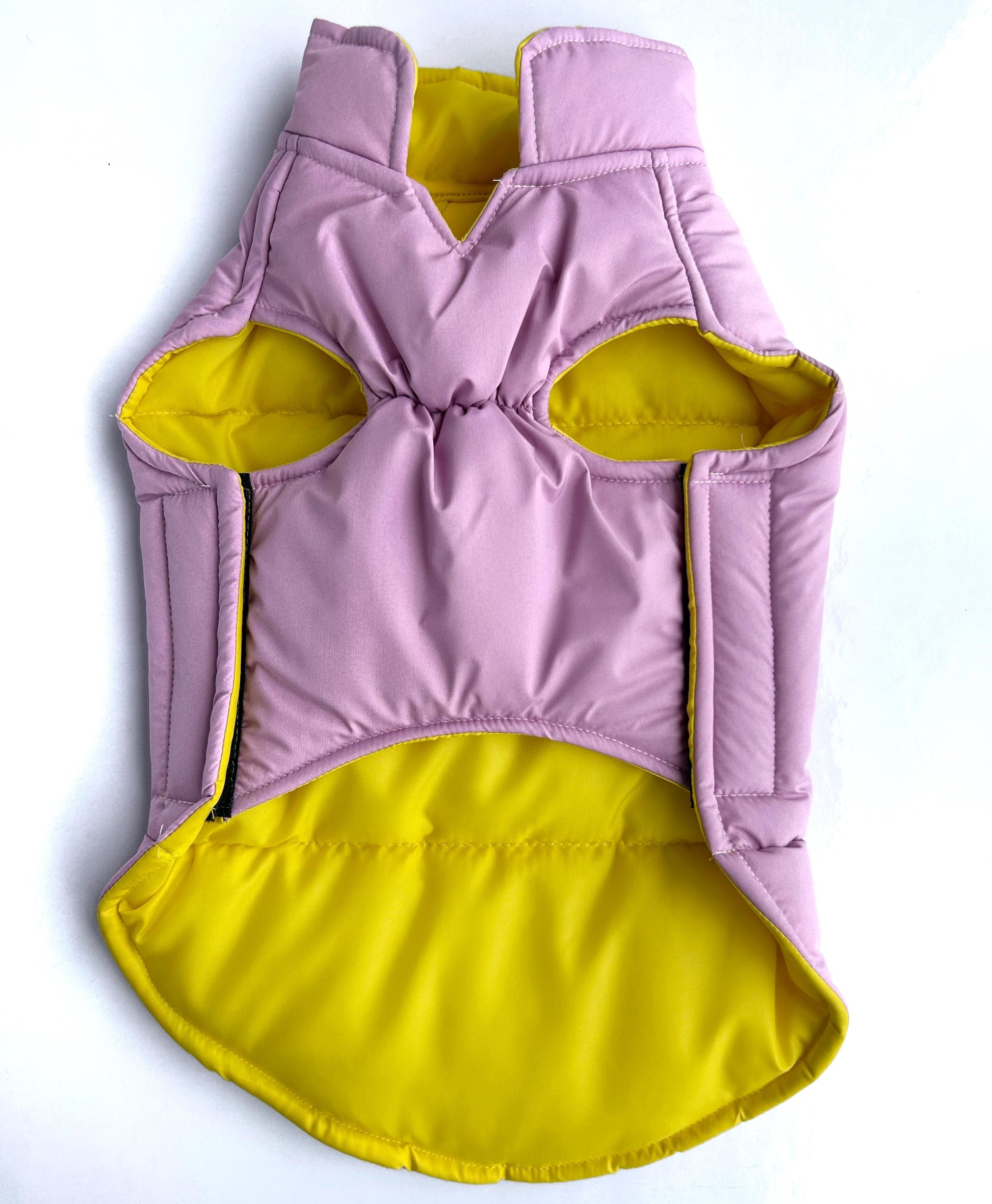 lightweight lavender dog winter coat with velcro closure